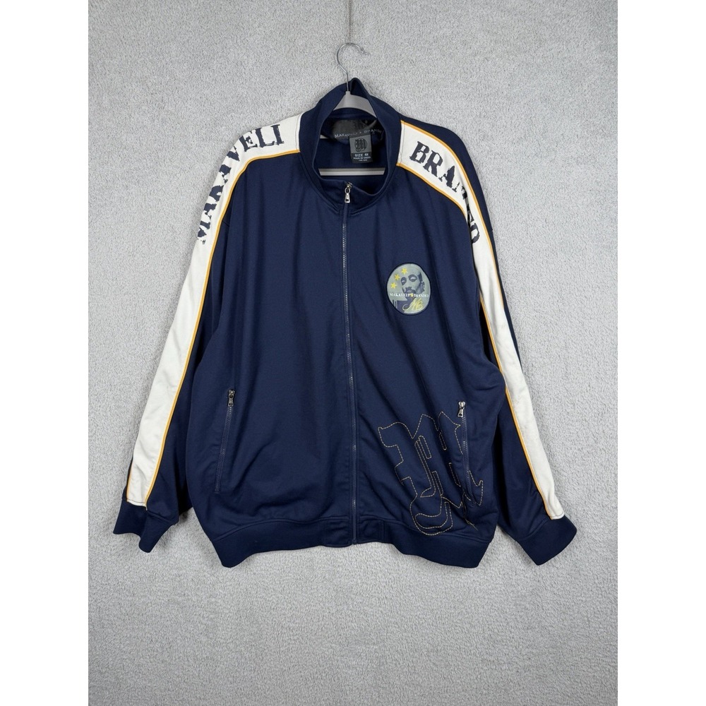 Vintage Y2K Makaveli Branded 2Pac Track Jacket Full Zip Mens Size 4XL Blue